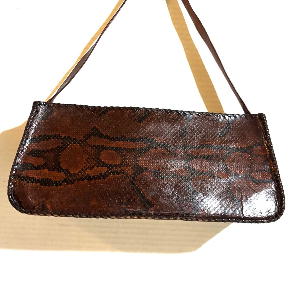 Vintage Brown Snake-skin leather with Shoulder Strap - Picture 2 of 6